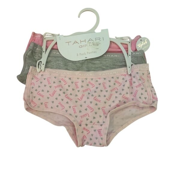 Tahari Kids' Panties 3-Pack - Pink, Gray, White - Picture 1 of 3